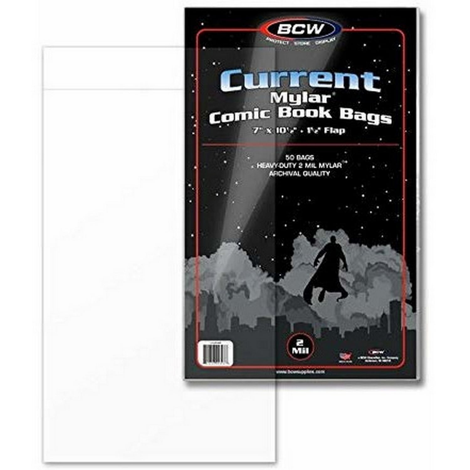 Pack of 50 BCW Current / Modern Comic Book Mylar Bags 2 Mil