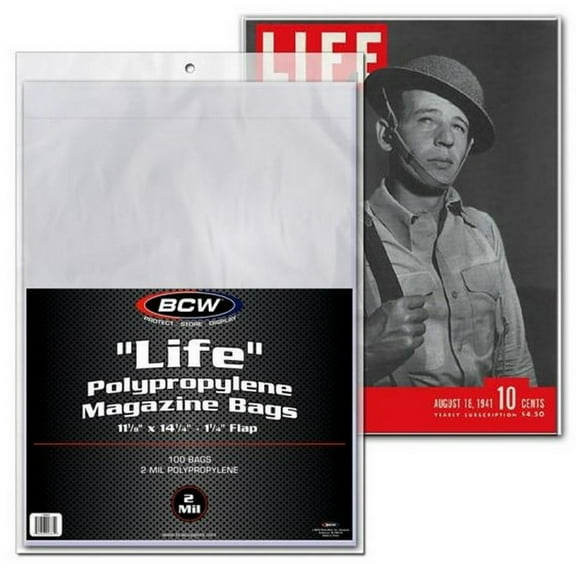 BCW "Life" Polypropylene Magazine Bags 11 1/8" x 14 1/4" (100 Pack)