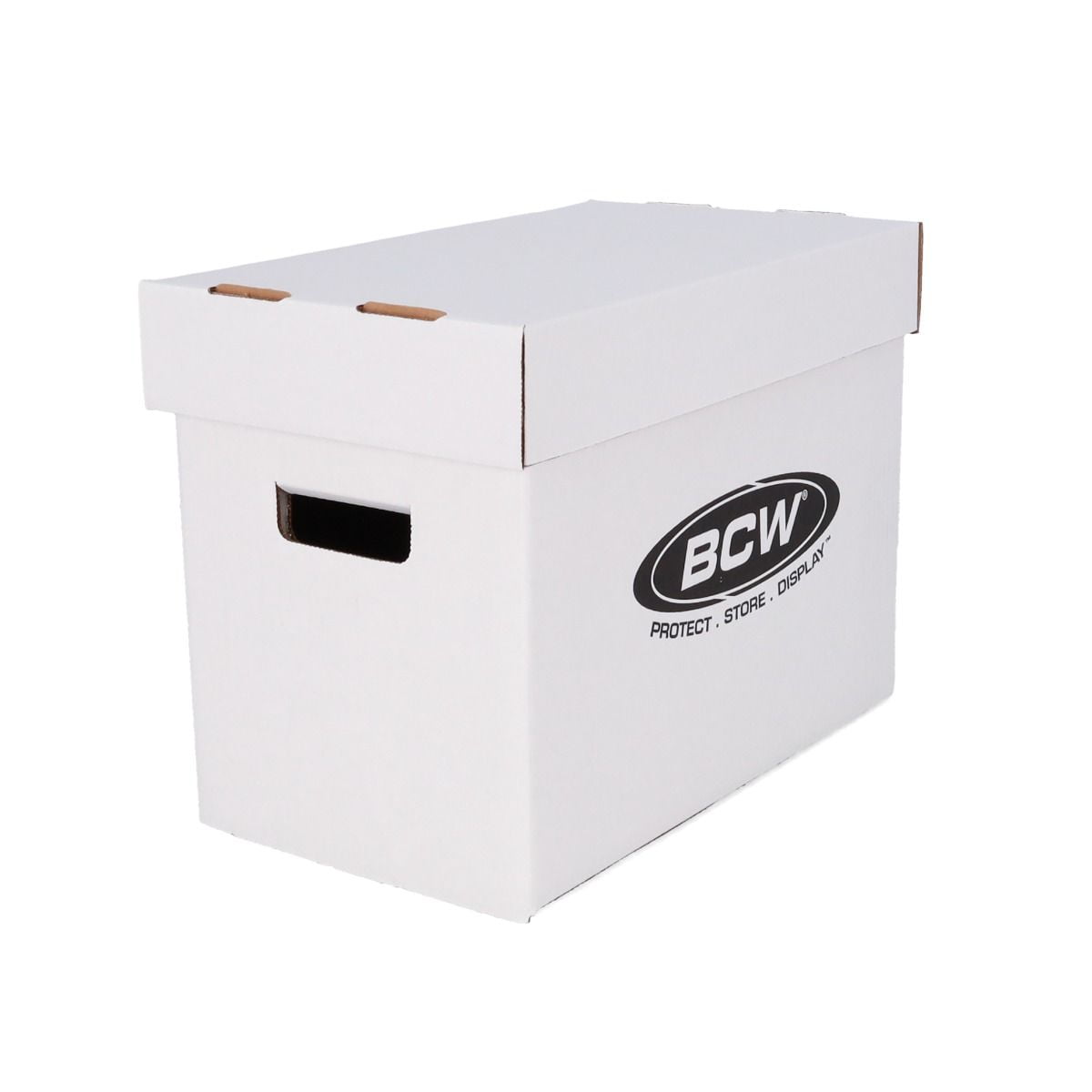 White Corrugated Cardboard Magazine Storage Box with Built-in Handles