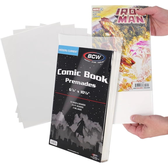 BCW Premade Current Comic Bags and Boards, 50 Count