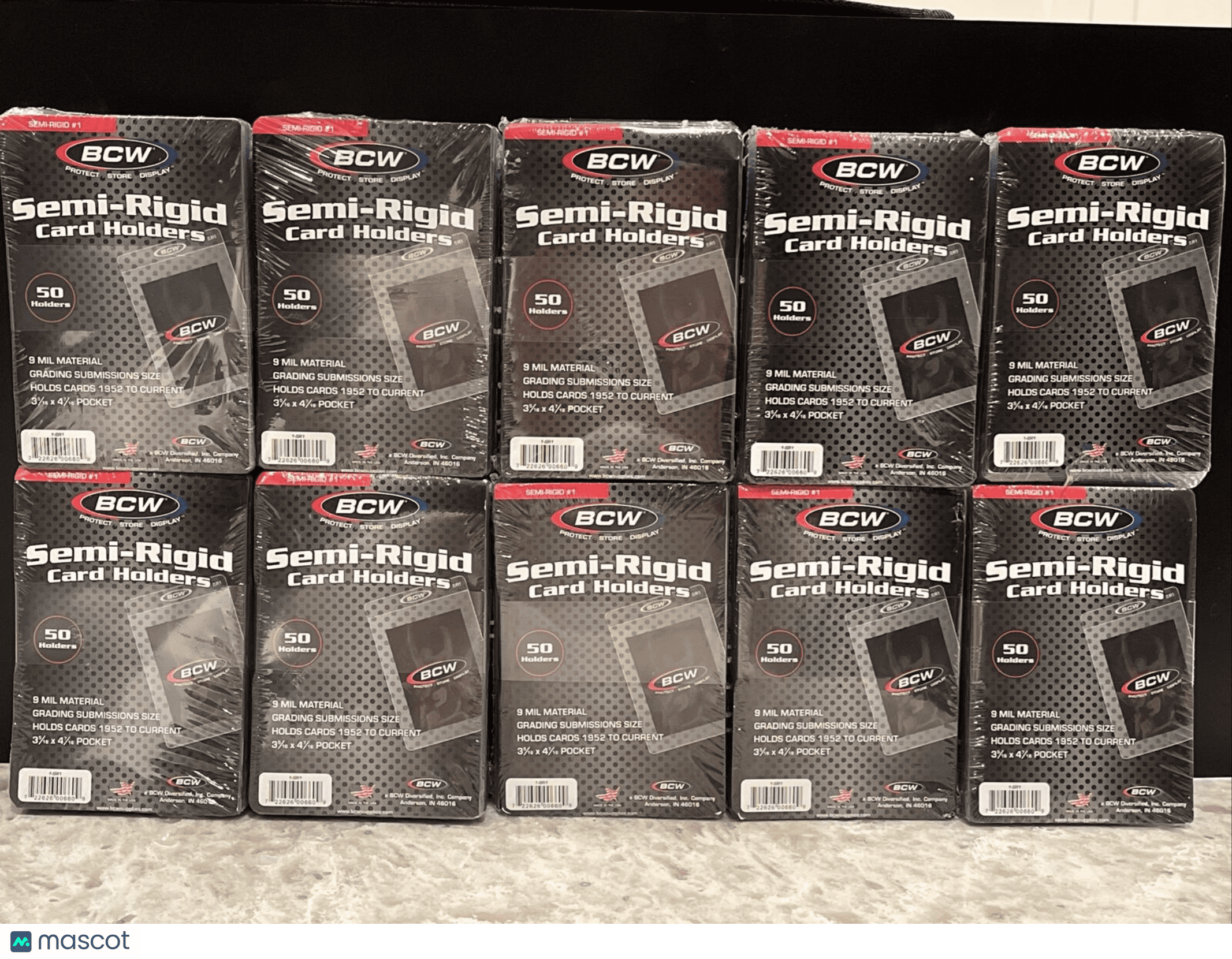 BCW Semi-Rigid Card Holders #1 10 Packs of 50 Sleeves, 500 Total