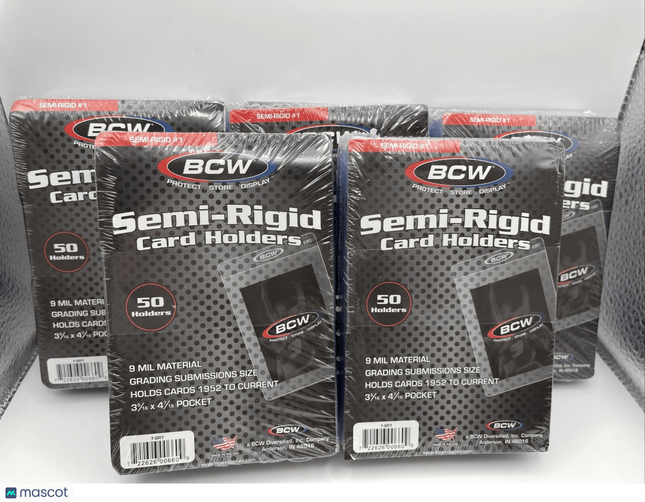 BCW Semi-Rigid Card Holders #1 5 Packs of 50 Sleeves, 250 Total