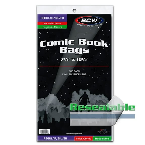 BCW Silver Age Comic 7 1/4 x 10 1/2 Thick Resealable Sleeves Poly Bags