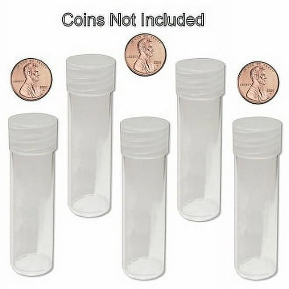 BCW Storage Chests & Boxes 19mm Coin Tubes, Clear, 5 Count, 5 Pack