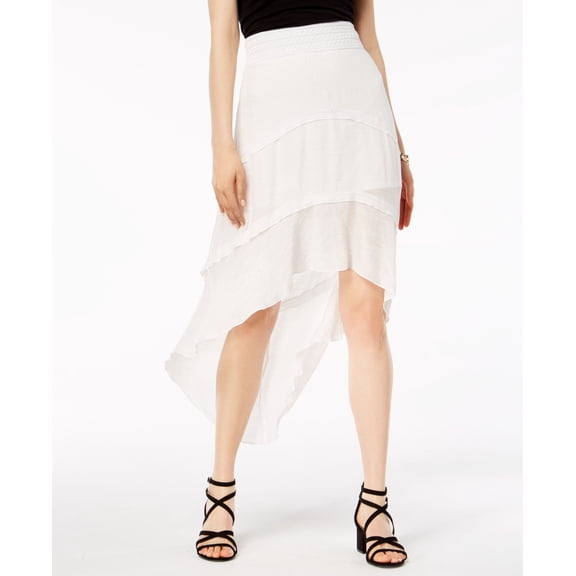 BCX Juniors' Faux-Tiered High-Low Skirt (White, XXS)