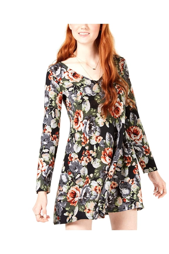 Juniors Floral Chiffon Lace Back Dress Size-Medium Color-Floral