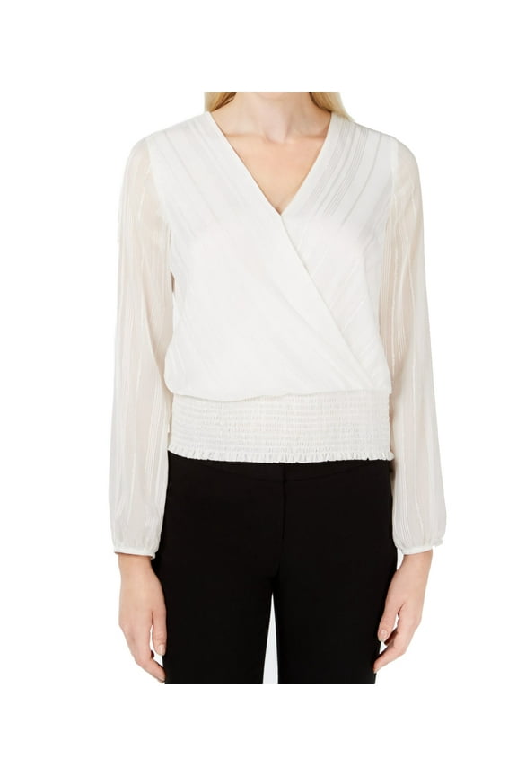 Juniors Metallic Stripe Surplice Top