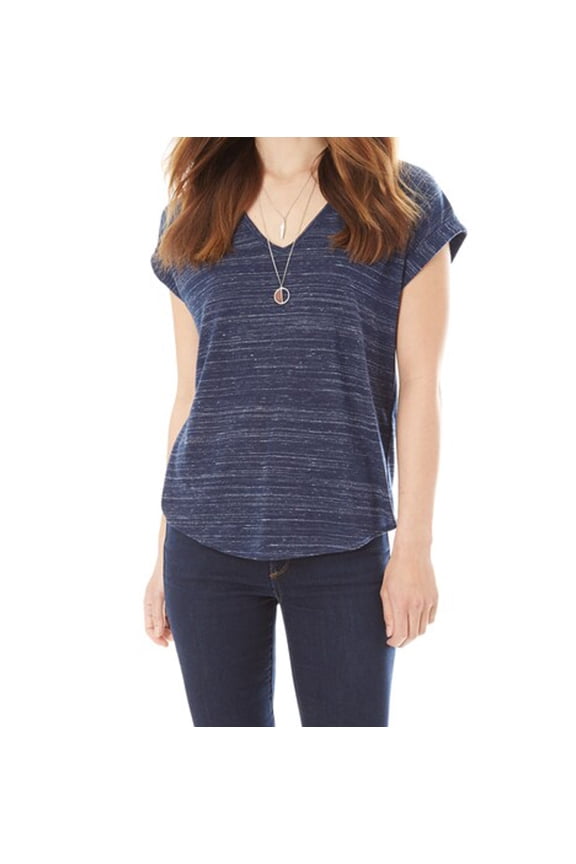 Juniors Ruched Back Striped With Necklace Tee