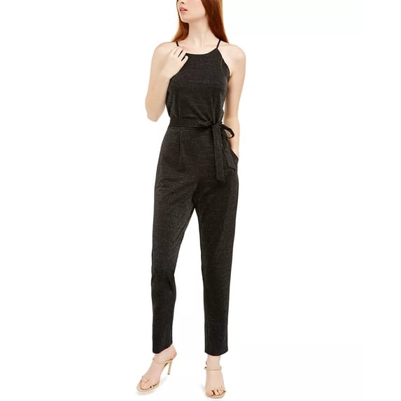 BCX Juniors' Scalloped Shine Jumpsuit Black Size 11