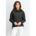 thumbnail image 1 of BCX Juniors' Textured Cowlneck Sweater Black Size Medium, 1 of 3