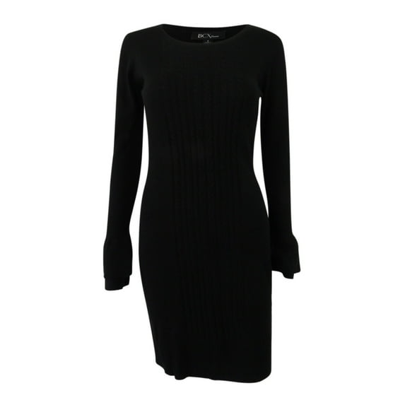 BCX Juniors' Tiered-Sleeve Sweater Dress (S, Black)