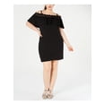 thumbnail image 1 of BCX Womens Black Bell Sleeve Off Shoulder Short Sheath Party Dress Size: XL, 1 of 4