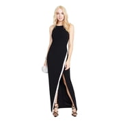 BCX Womens Black Stretch Sequined Slitted Lined Sleeveless Round Neck Full-Length Cocktail Gown Dress XXS