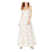 BCX Womens Embroidered Floral Fit & Flare Dress, Beige, Juniors, 1