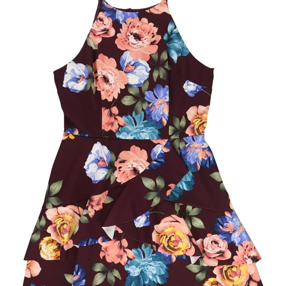 BCX Womens Floral Fit & Flare Dress, Multicoloured, Juniors, 15