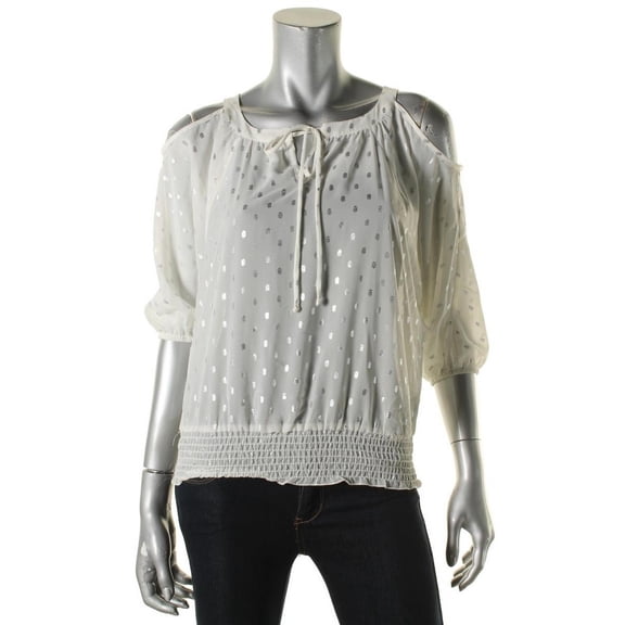 BCX Womens Juniors Chiffon Printed Blouse