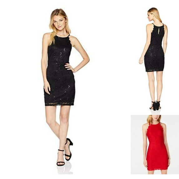 BCX Womens Juniors Lace Glitter Party Dress, Choose Sz/Color Title: 9/Red