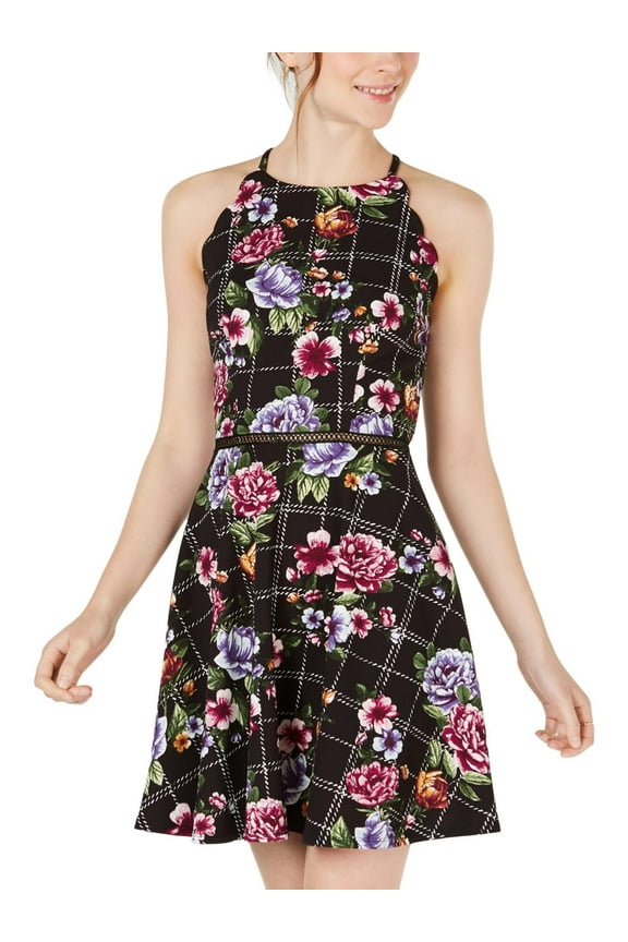Womens Juniors Mini Floral Casual Dress