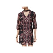 BCX Womens Juniors Sheer Floral Print Casual Dress