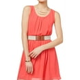 thumbnail image 1 of BCX Womens Pleated A-line Dress, Orange, Juniors, XX-Large, 1 of 1