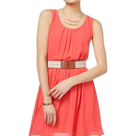 BCX Womens Pleated A-line Dress, Orange, Juniors, XX-Large