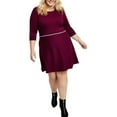 thumbnail image 1 of Bcx Trendy Plus Size Contrast Trim Sweater Dress Bordeaux 2X, 1 of 2