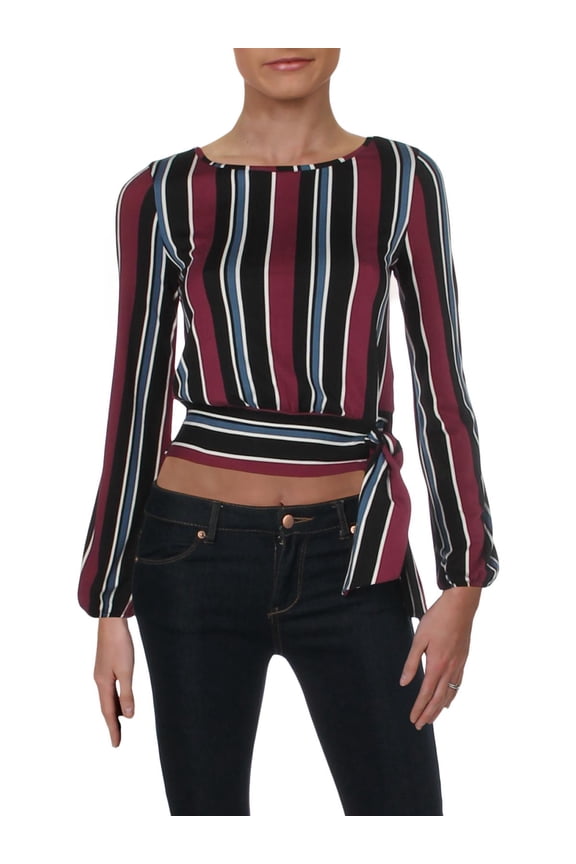 Womens Striped Tie-Side Pullover Top