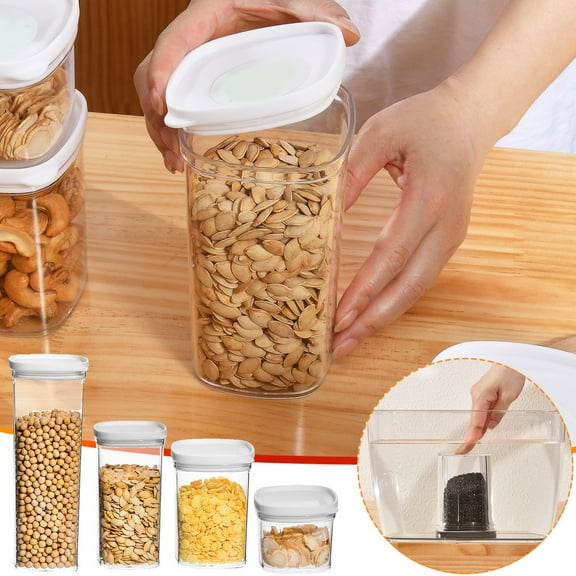 BCZHQQ 1000ml Airtight Food Storage Container with Lid 4” Lock Top,Stackable Kitchen Canister Acrylic Jar for Pantry Cabinet Cupboard Snack Cracker Pet Treats Organizer Cat Dog (1.3 qt)