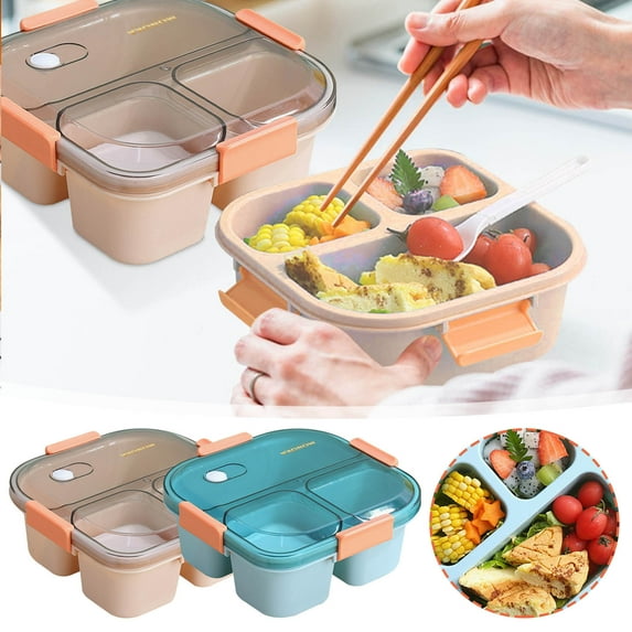 BCZHQQ 1100ml Light Coffee Colored Bento Lunch Box - Divided 3-Compartment Design for Office Workers,Optimized for Microwave Heating,Summer Saving Clearance