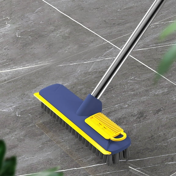 BCZHQQ 2 in 1 Floor Brush Scrubber with Long Handle Grout Brush 2023 New Upgrade Scrape Stiff Bristle Cleaning Scrub Brush with Squeegee 120°Rotating Tile Brush for Cleaning Bathroom