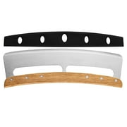BCZHQQ 2-Handle Pizza Cutter,12.6in Semi-Circular Blade,Rustproof Stainless Steel Rocker Knife for Pizzas,Cakes,Brownies - Ergonomic Wooden Grip,Dishwasher Safe,Safety Cover Included