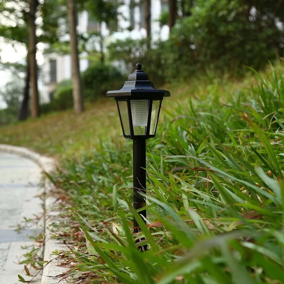 BCZHQQ 2 Pack Solar Pathway Lights,LED Bulbs Solar Walkway Lights Auto On/Off,Outdoor Landscape Lights for Garden,Lawn,Path,Yard Black