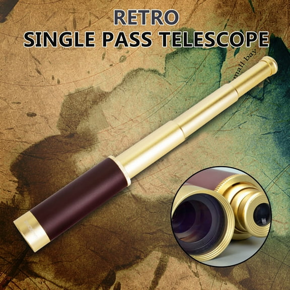 BCZHQQ 25x30 Vintage Pirate Telescope - Waterproof 9.84x11.81in Handheld Telescopic Monocular - High-Quality Aluminum Alloy with Leather Grip - Clear 25x Magnification 1.18in Aperture