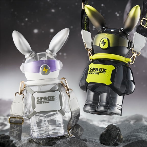 BCZHQQ 37 Oz Rabbit-Themed Water Bottle with Straw - Cool Lightning Space Design, Portable Outdoor Bottle for Adults & Kids, Perfect for Fitness & Sports,Summer Saving Clearance