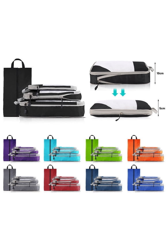4PC Compression Packing Cubes for Travel,Lightweight Vacation Travel Essentials,Travel Accessories for Suitcase Organizer Bags Set,Durable Luggage Organizer Travel Bags