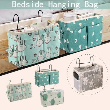 Bedside Caddy Hanging Bed Organizer Storage Bag Pocket for Bunk and Hospital Beds, College Dorm Rooms Baby Bed Rails (Small, Gray)