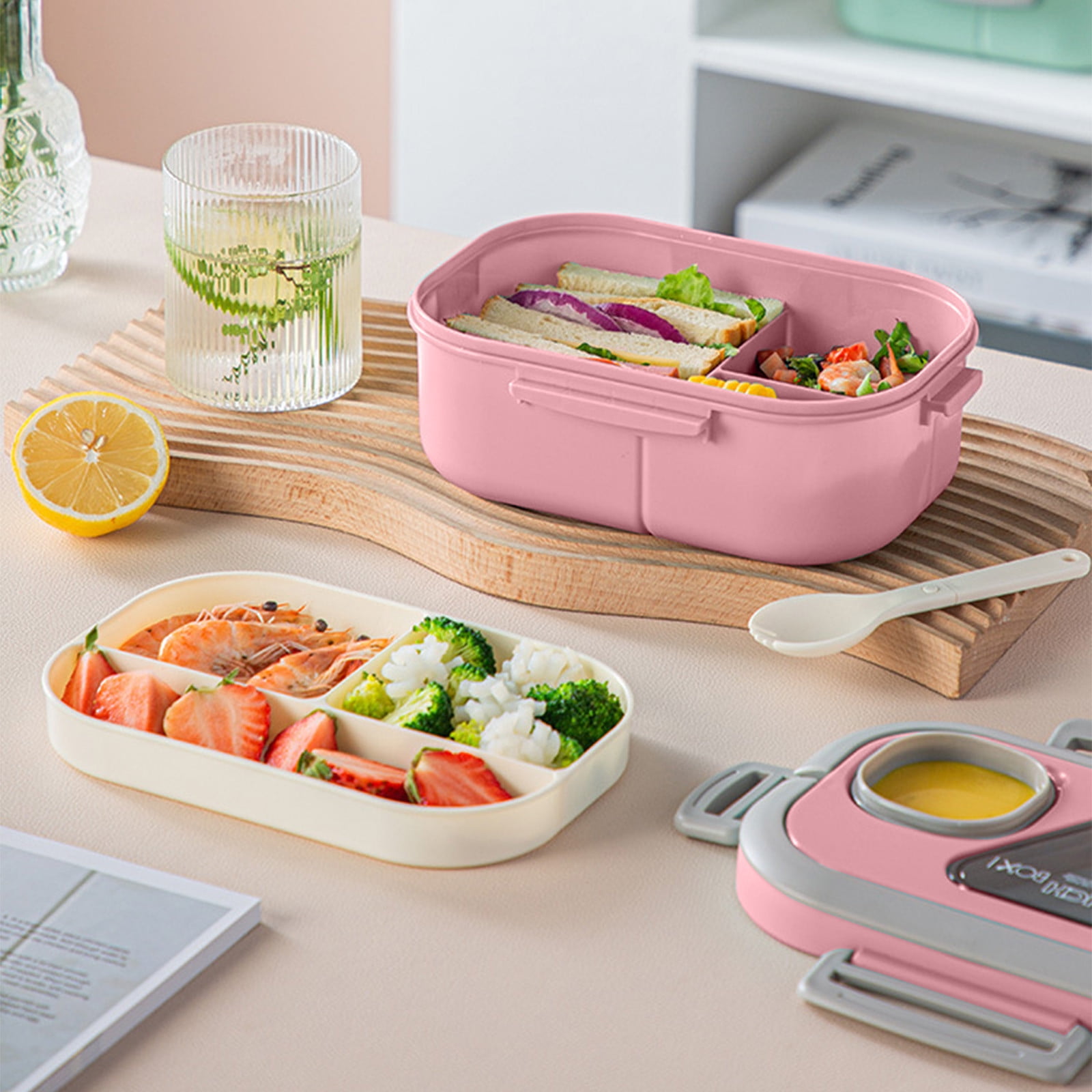 BCZHQQ Bento Lunch Box With Tableware,1200ML Lunch Box-Double layered 6 ...