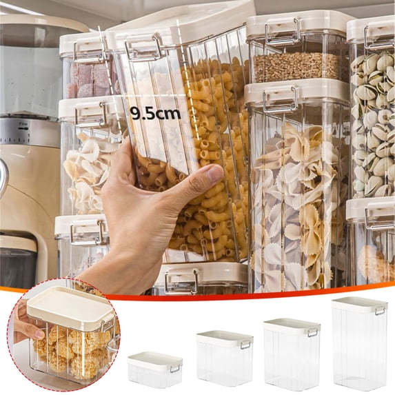 BCZHQQ Cereal & Dry Food Storage Containers, Airtight Cereal Storage Containers Different Sizes for Sugar, Flour, Snack, Baking Supplies, Leak-proof