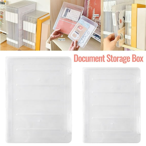 BCZHQQ Clear A5 File Portable Project Case,Plastic Storage Box for 9" x 12" Letter Paper,Scrapbook Paper Storage Boxes Documents Magazines Holder with Buckle,Summer Clearance