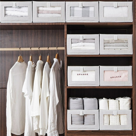 BCZHQQ Closet Storage Bins with Clear Window,Foldable Non-Woven Fabric Bins Closet Organizers Clothing Bins Large Storage Basket for Organizing Clothing,Jeans,Toys,Books,Summer Clearance