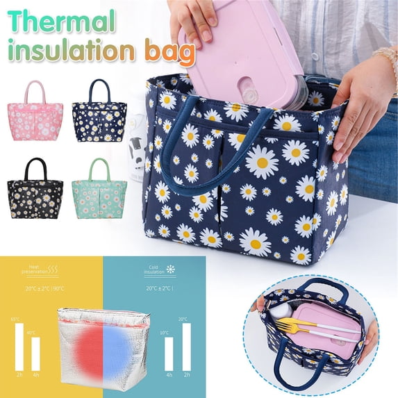 BCZHQQ Daisy Pattern Insulated Lunch Bag - Stylish & Spacious for Women & Men - Reusable Tote with High Capacity,Perfect for Travel,Work,Picnics & More,Summer Saving Clearance
