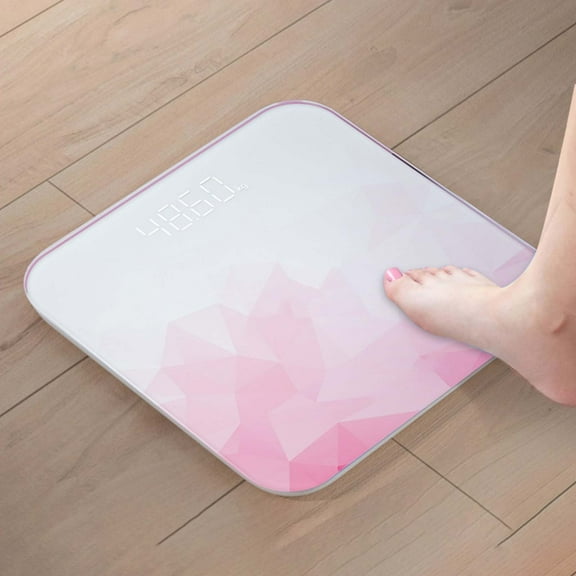 BCZHQQ Electronic Body Health Scale,Smart Glass Weight Scale,Precise Sensor,Easy-to-Read LCD,Auto-Off,Portable,Pink,10.24x10.24x0.98in
