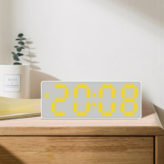 BCZHQQ Fresh Yellow 6.29x2.3x0.98 Plastic Alarm Clock w, Temp Display & 3 Brightness Levels - Auto Power Save,Easy Read,Multi-Alarm Set