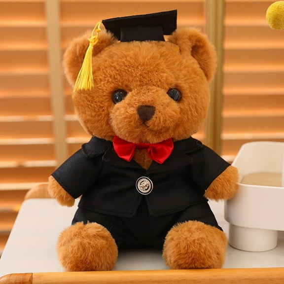 BCZHQQ Graduation Bear Class of 2024,9 Inch Stuffed Animal Graduation Gift Light Brown Graduation Plush Bear with Hat for Kindergarten Elementary High School College Graduation School(Black)