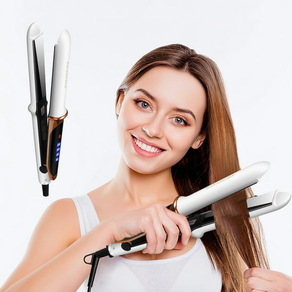 BCZHQQ Hair Straightener and Curler 2 in 1 with Ionic Airflow,Ceramic Flat Iron Curling Iron,Professional Curling Wand with Four-Speed Temperature Adjustment up to 428℉