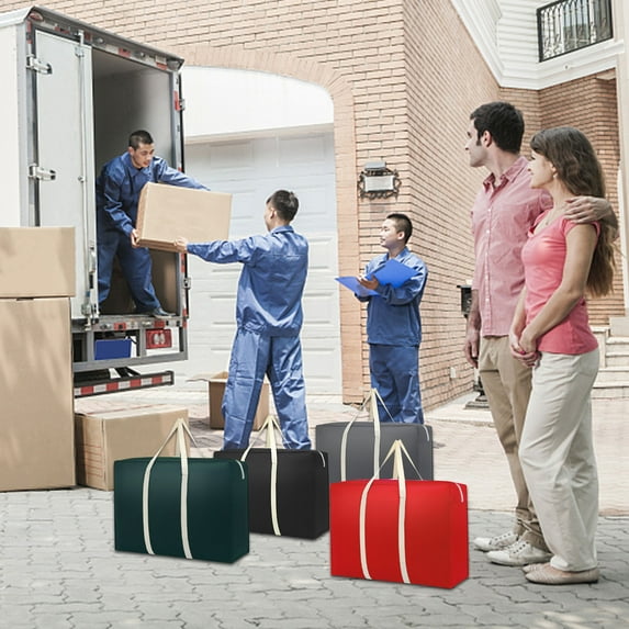 BCZHQQ Heavy Duty Moving Bag Storage Container Duffle Bag with Zipper,Reinforced Carry Straps and Backpack Straps,Made of Rugged Woven Polypropylene,Pack of 1,20"×12"×10",Summer Clearance