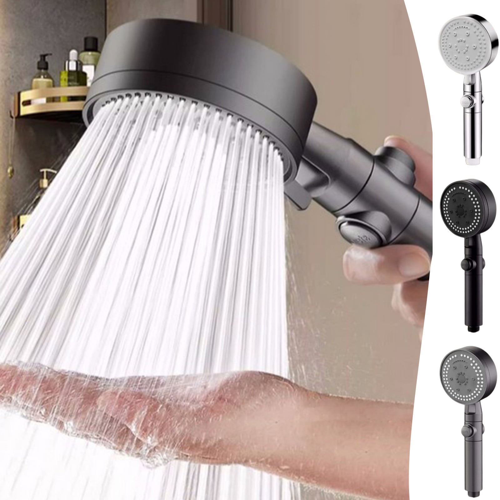 BCZHQQ High Pressure Handheld Shower Head with On Off Switch, Chrome Detachable Showerhead, 8