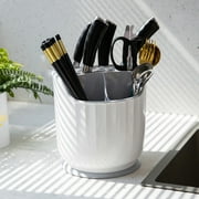 BCZHQQ Holder for Kitchen Counter - Rotating Cooking Utensil Holder with Knife Rest - Cooking Tool Space Saver - White and Green Utensil Holder for Kitchen Counter-Utensil crocks