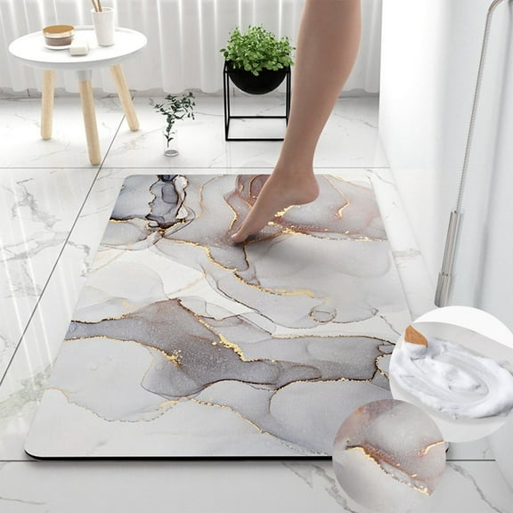BCZHQQ Kitchen Rugs Cushioned Anti Fatigue,Marble Kitchen Mat Non Slip,Abstract Kitchen Runner Rug Gray and Modern,Waterproof Memory Foam Mats for Floor