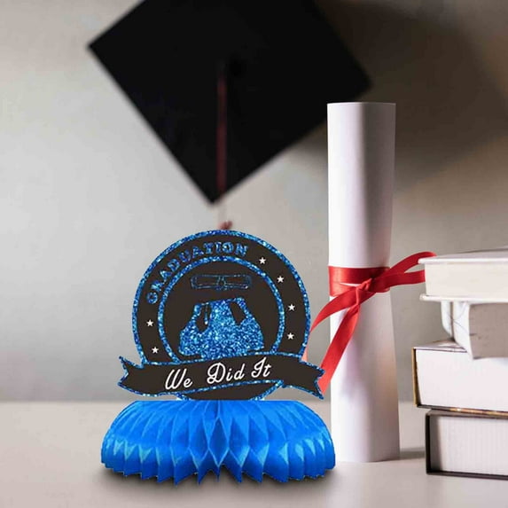 BCZHQQ Light Blue Graduation Centerpieces for Tables 2024,Graduation Honeycomb Centerpieces Graduation Decorations Supplies Favors Class of 2024,You Did It,Congrats Grad,I'm Done Centerpieces